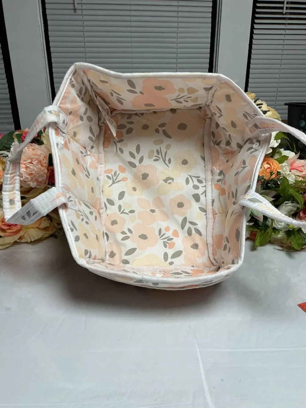 Trend Lab Floral Diaper Caddy Nursery Organizer Removable Dividers